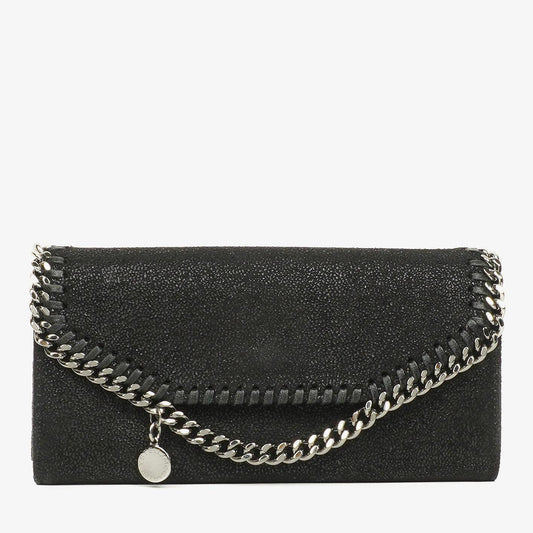 Stella McCartney Falabella Pochette Tasche aus schwarzem Shaggy Dear Kunstleder