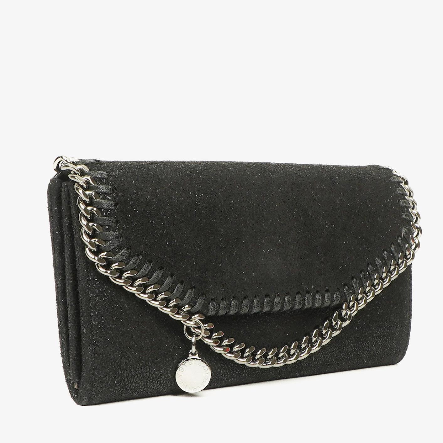 Stella McCartney Falabella Pochette Tasche aus schwarzem Shaggy Dear Kunstleder
