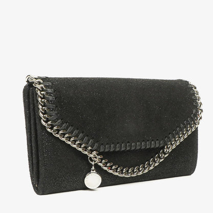Stella McCartney Falabella Pochette Tasche aus schwarzem Shaggy Dear Kunstleder