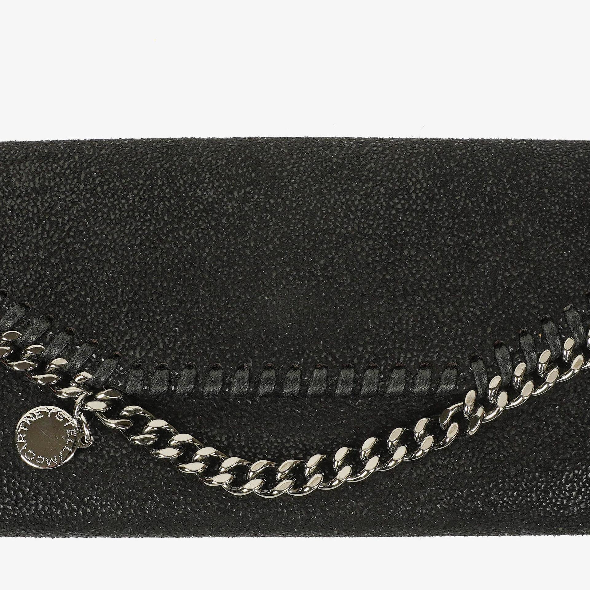 Stella McCartney Falabella Pochette Tasche aus schwarzem Shaggy Dear Kunstleder