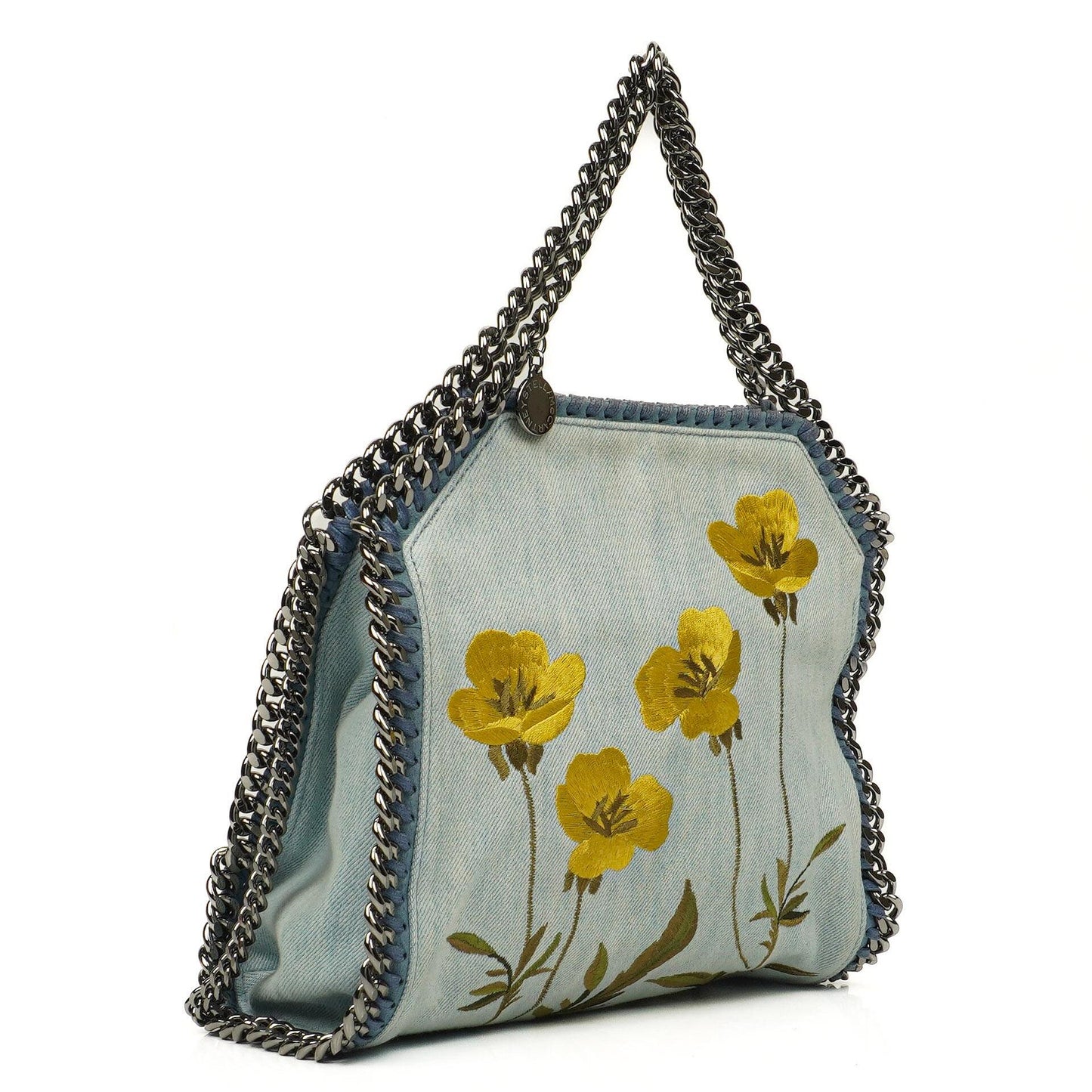 Stella McCartney Denim Blumen Mini Schultertasche Falabella Blau