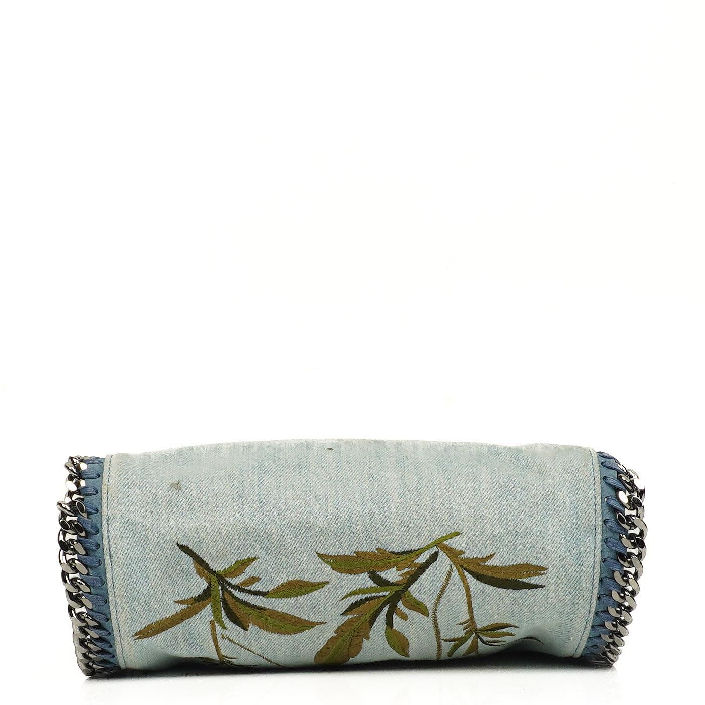 Stella McCartney Denim Blumen Mini Schultertasche Falabella Blau