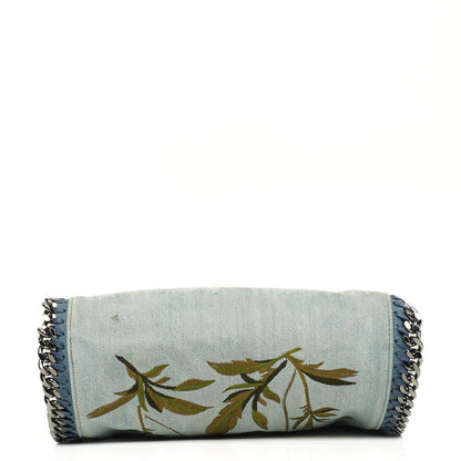 Stella McCartney Denim Blumen Mini Schultertasche Falabella Blau