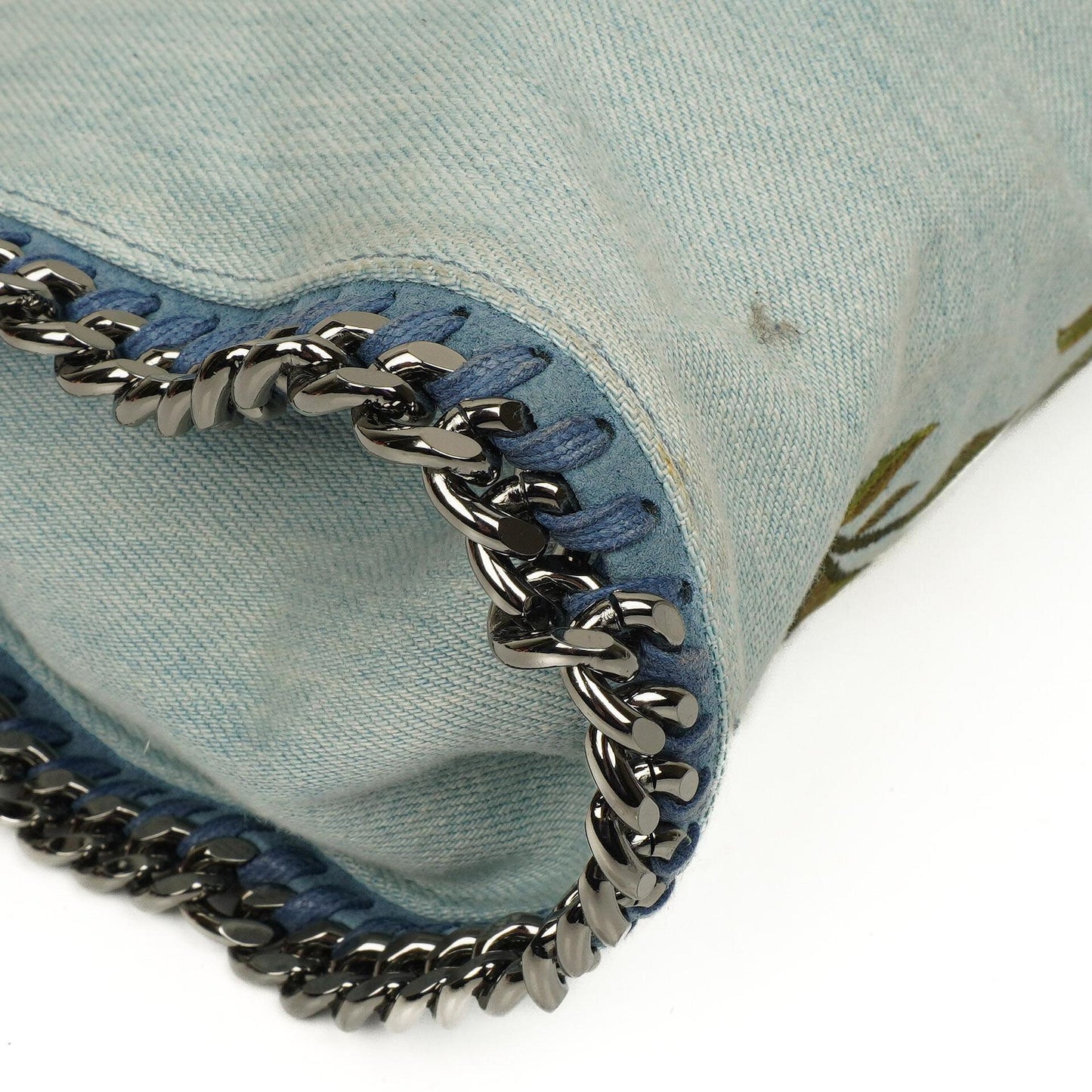 Stella McCartney Denim Blumen Mini Schultertasche Falabella Blau