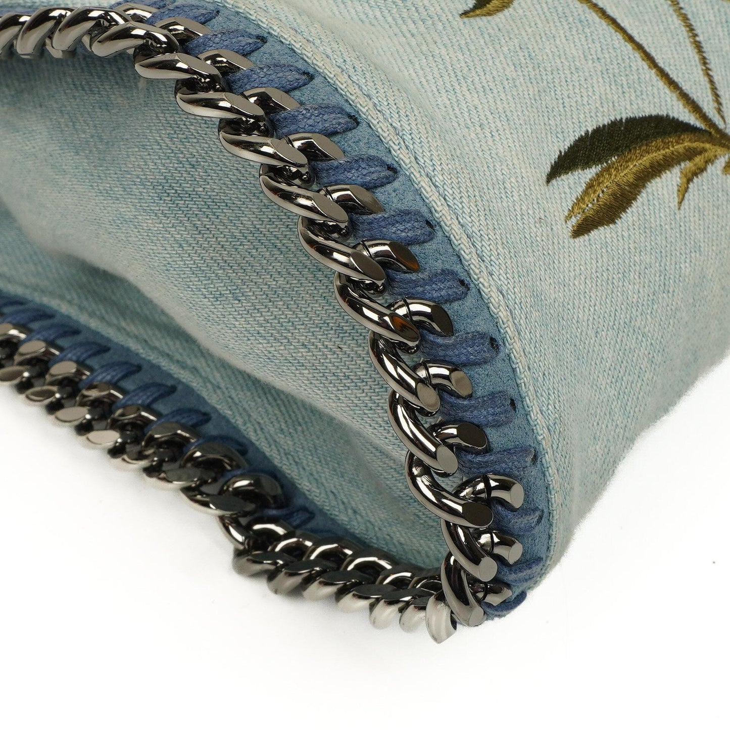 Stella McCartney Denim Blumen Mini Schultertasche Falabella Blau