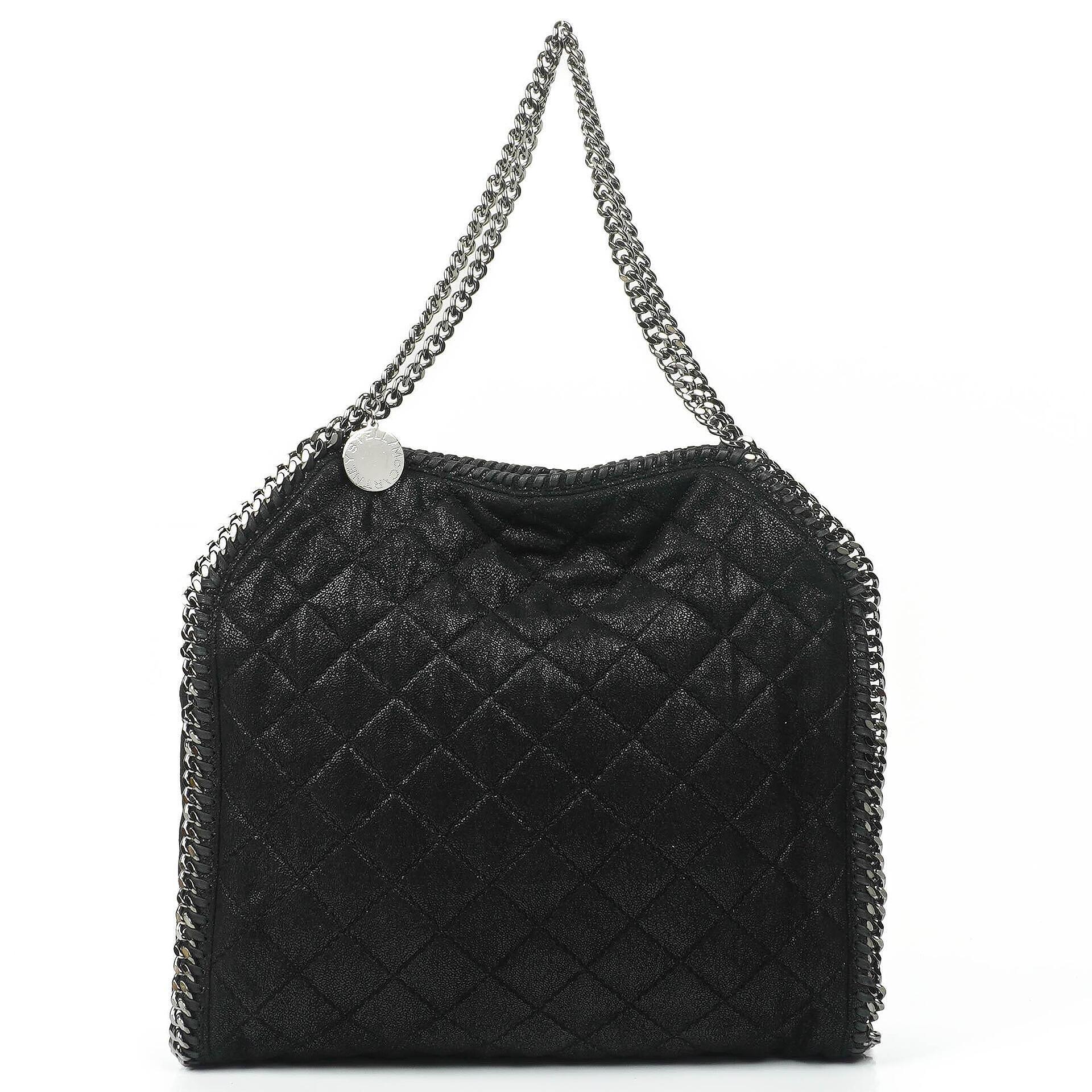 Stella McCartney Falabella schwarze gesteppte Tote Bag aus veganem Shaggy Deer