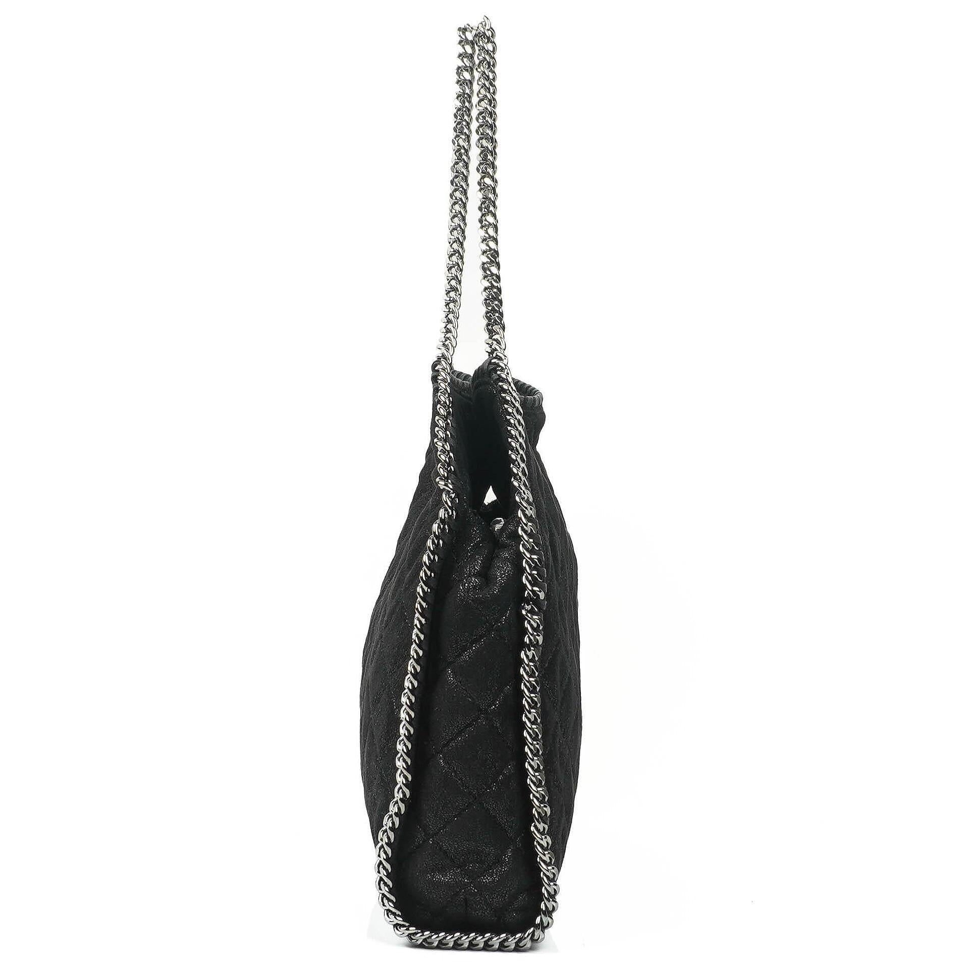 Stella McCartney Falabella schwarze gesteppte Tote Bag aus veganem Shaggy Deer