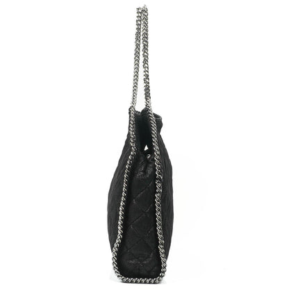 Stella McCartney Falabella schwarze gesteppte Tote Bag aus veganem Shaggy Deer