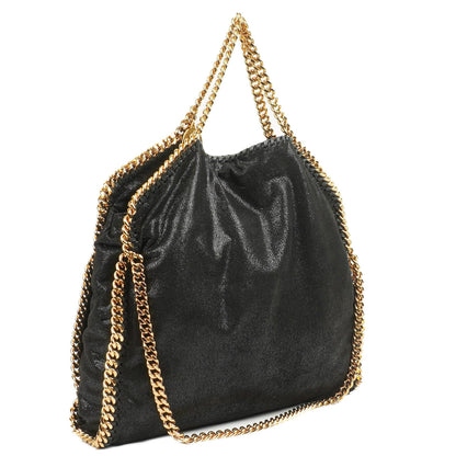 Stella McCartney Falabella Schwarze Tote Vegan Shaggy Deer Fold Over Tasche
