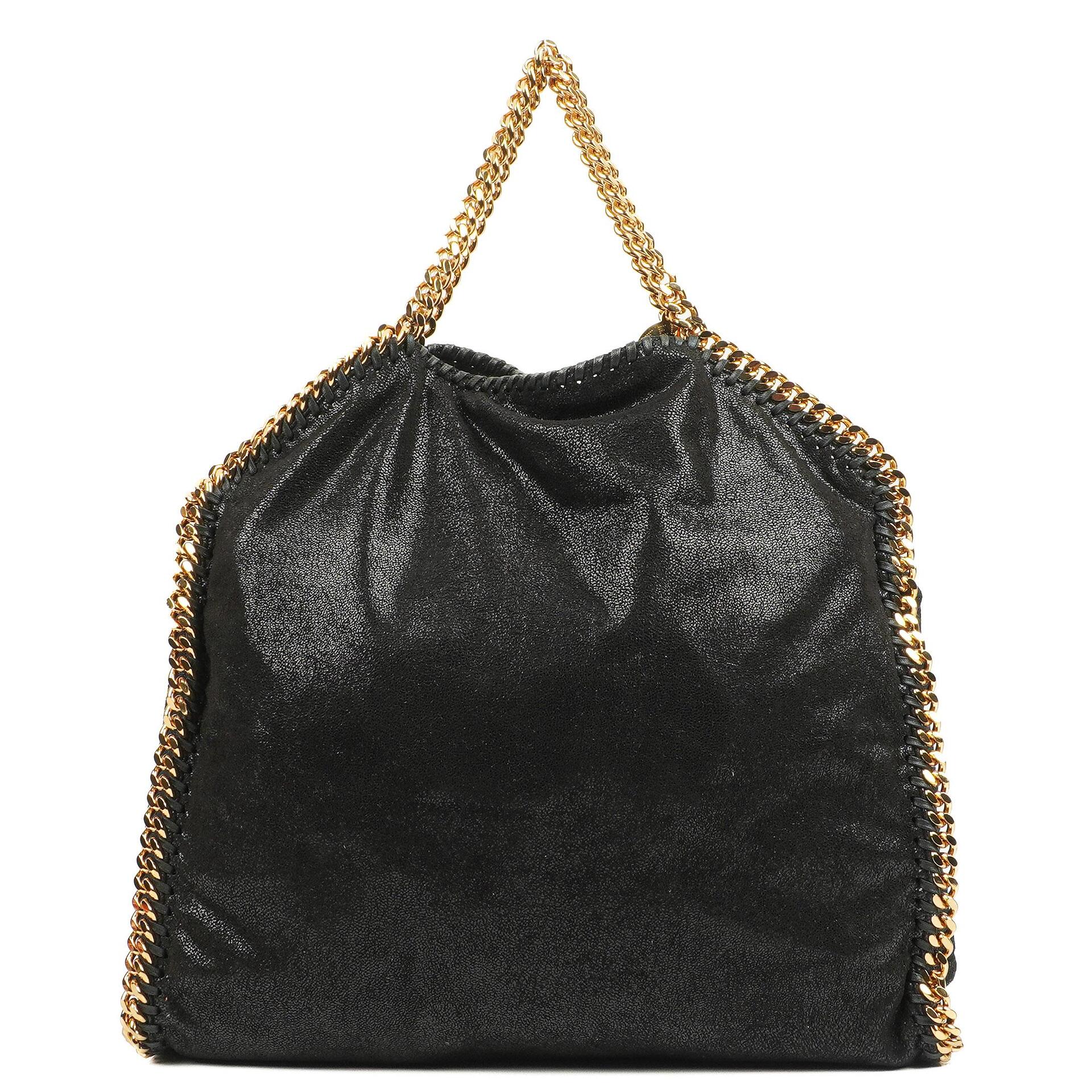Stella McCartney Falabella Schwarze Tote Vegan Shaggy Deer Fold Over Tasche