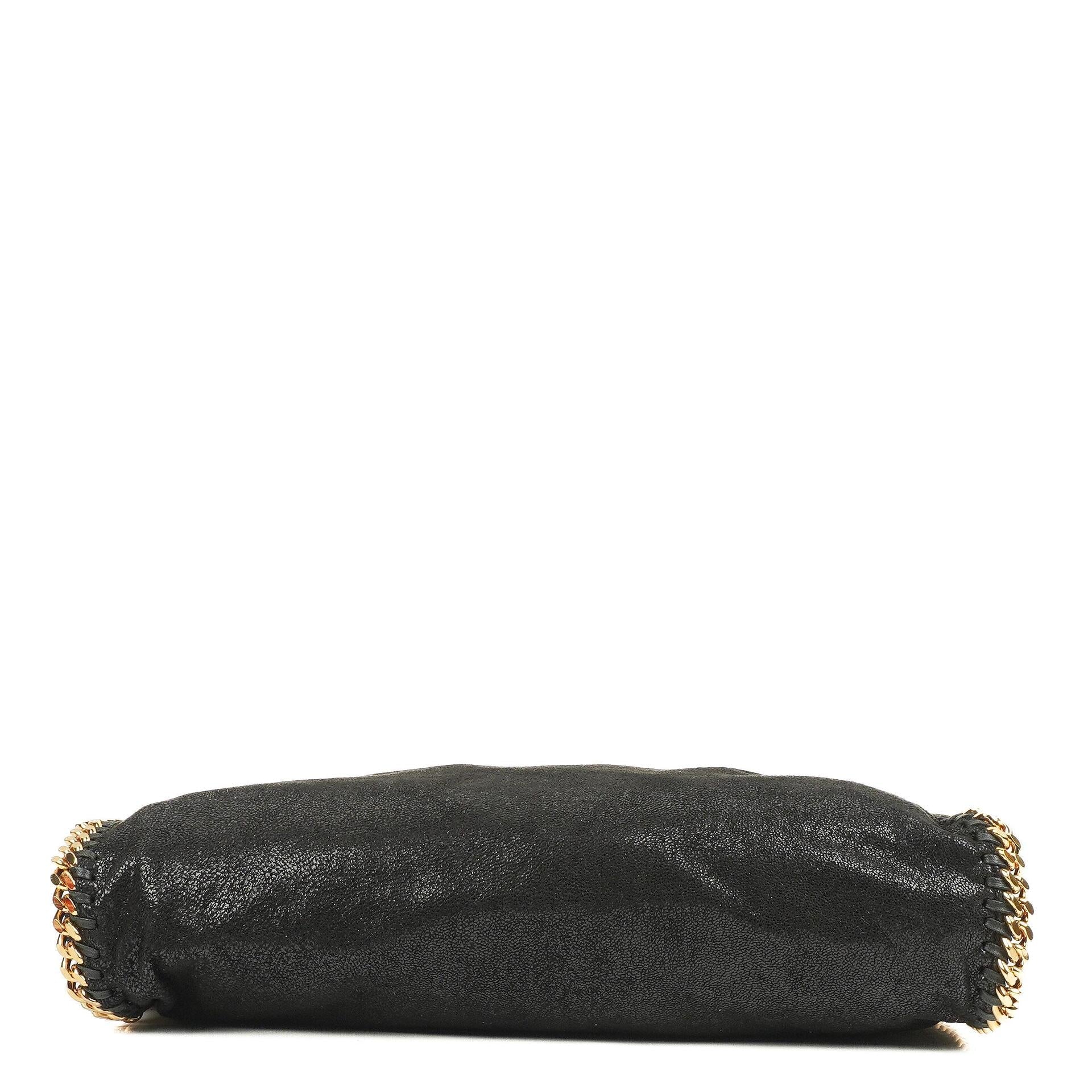 Stella McCartney Falabella Schwarze Tote Vegan Shaggy Deer Fold Over Tasche