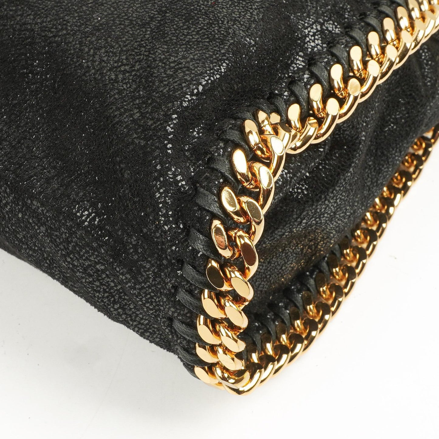 Stella McCartney Falabella Schwarze Tote Vegan Shaggy Deer Fold Over Tasche