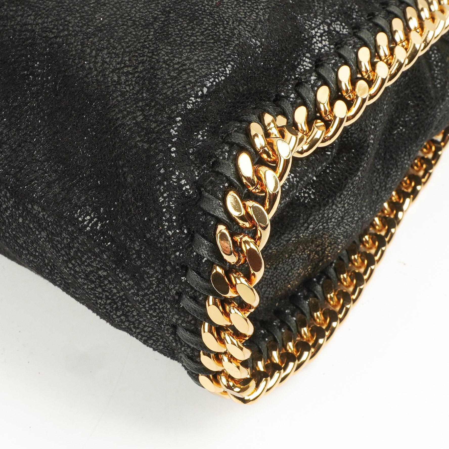 Stella McCartney Falabella Schwarze Tote Vegan Shaggy Deer Fold Over Tasche