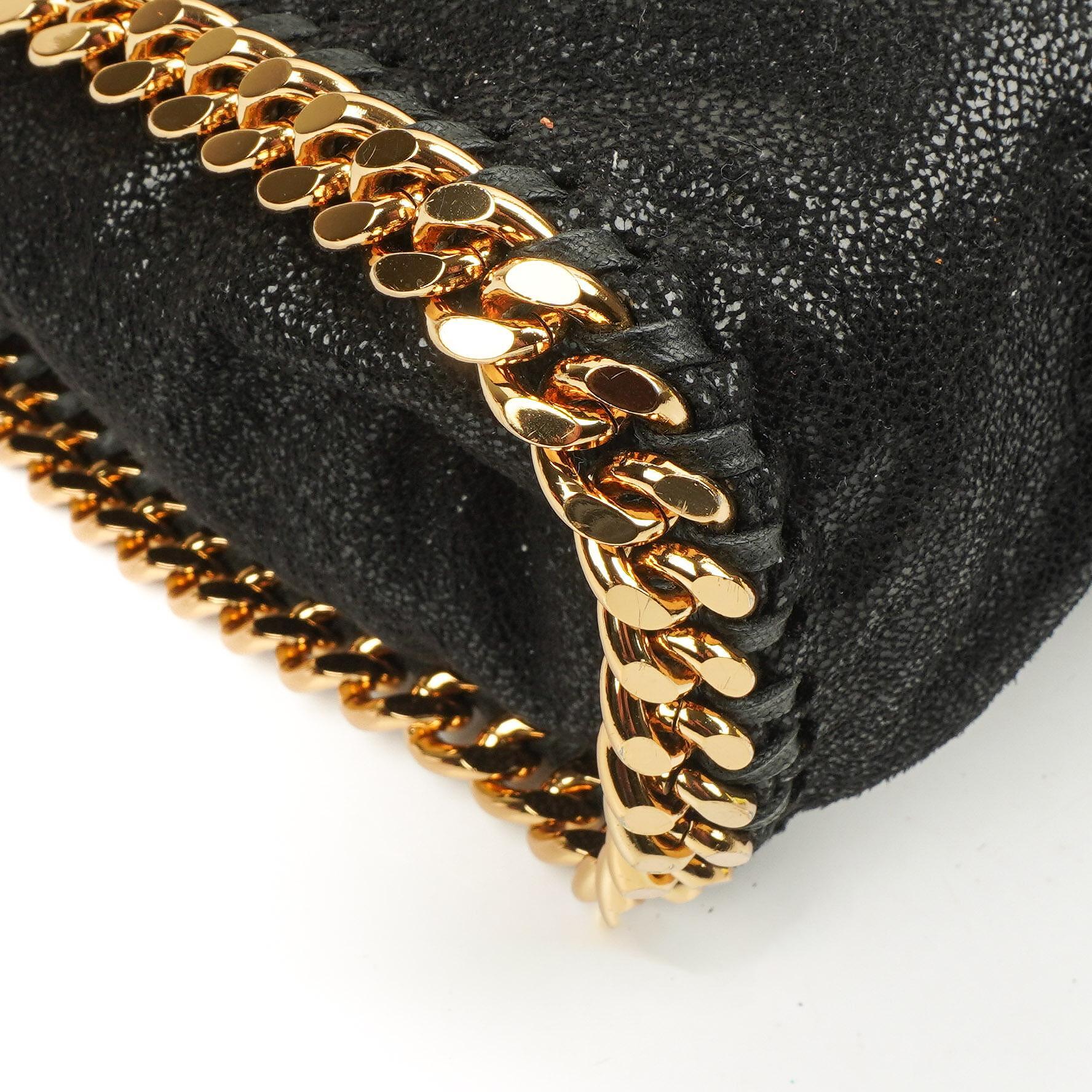 Stella McCartney Falabella Schwarze Tote Vegan Shaggy Deer Fold Over Tasche