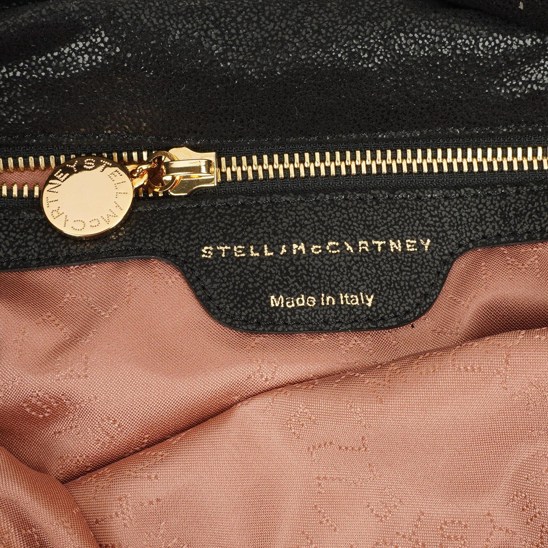 Stella McCartney Falabella Schwarze Tote Vegan Shaggy Deer Fold Over Tasche