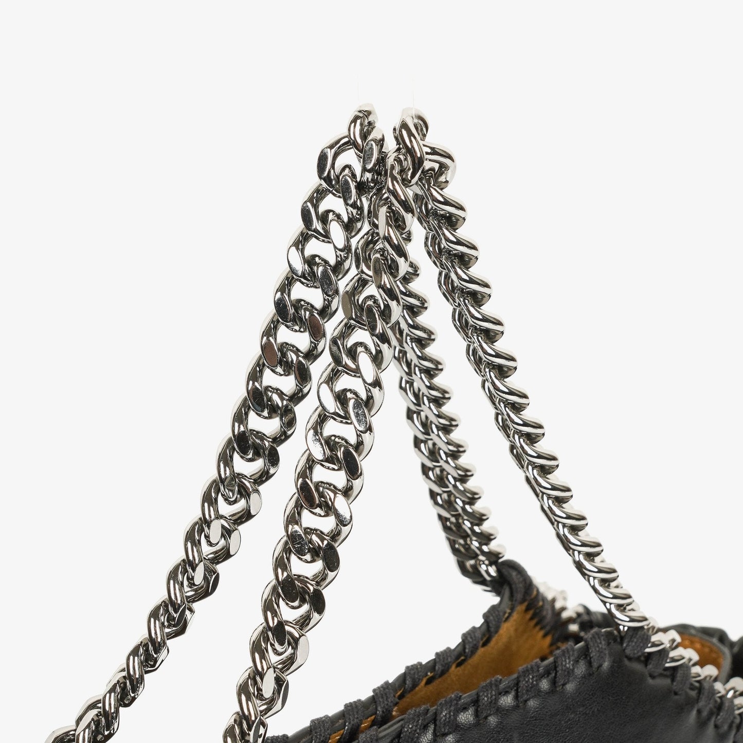 Stella McCartney Falabella Tote Bag aus schwarzem veganem Leder mit blauem Logo-Riemen
