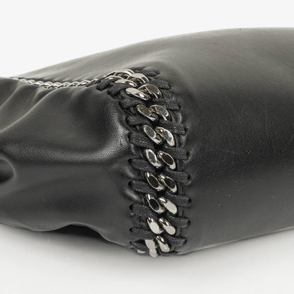 Stella McCartney Falabella Tote Bag aus schwarzem veganem Leder mit blauem Logo-Riemen