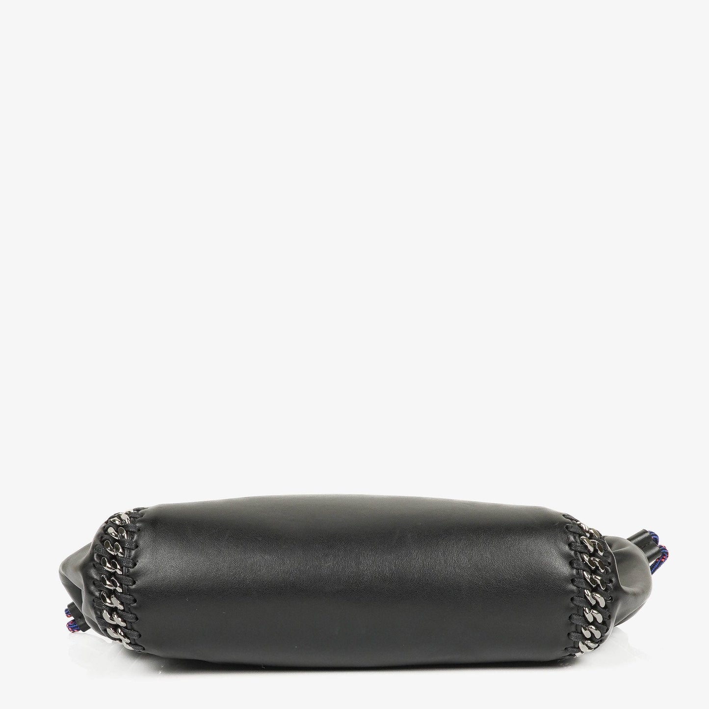Stella McCartney Falabella Tote Bag aus schwarzem veganem Leder mit blauem Logo-Riemen