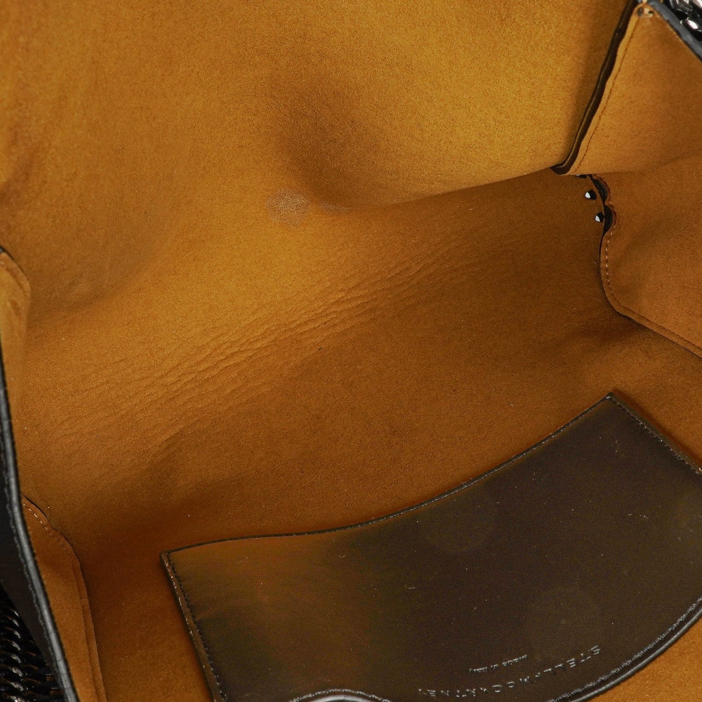 Stella McCartney Falabella Tote Bag aus schwarzem veganem Leder mit blauem Logo-Riemen