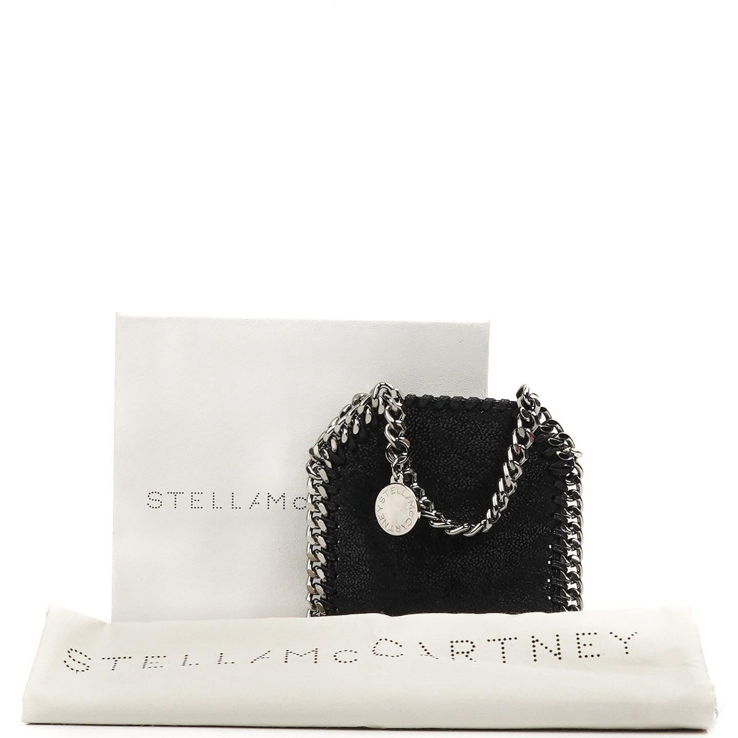 Stella McCartney Falabella Micro Tote Schwarze Vegan Shaggy Deer Tasche