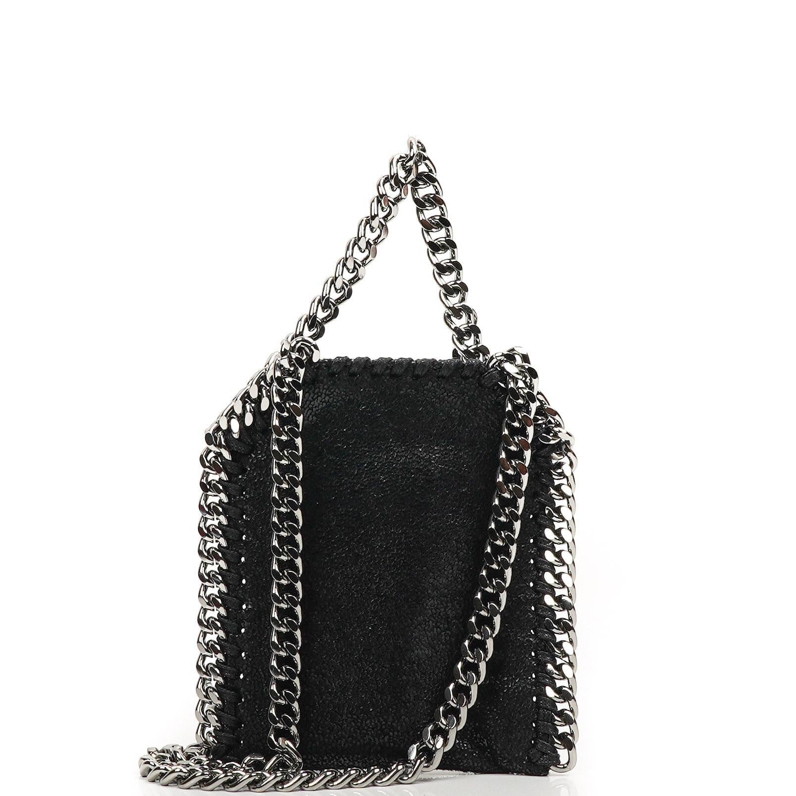 Stella McCartney Falabella Micro Tote Schwarze Vegan Shaggy Deer Tasche