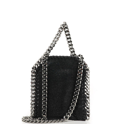 Stella McCartney Falabella Micro Tote Schwarze Vegan Shaggy Deer Tasche