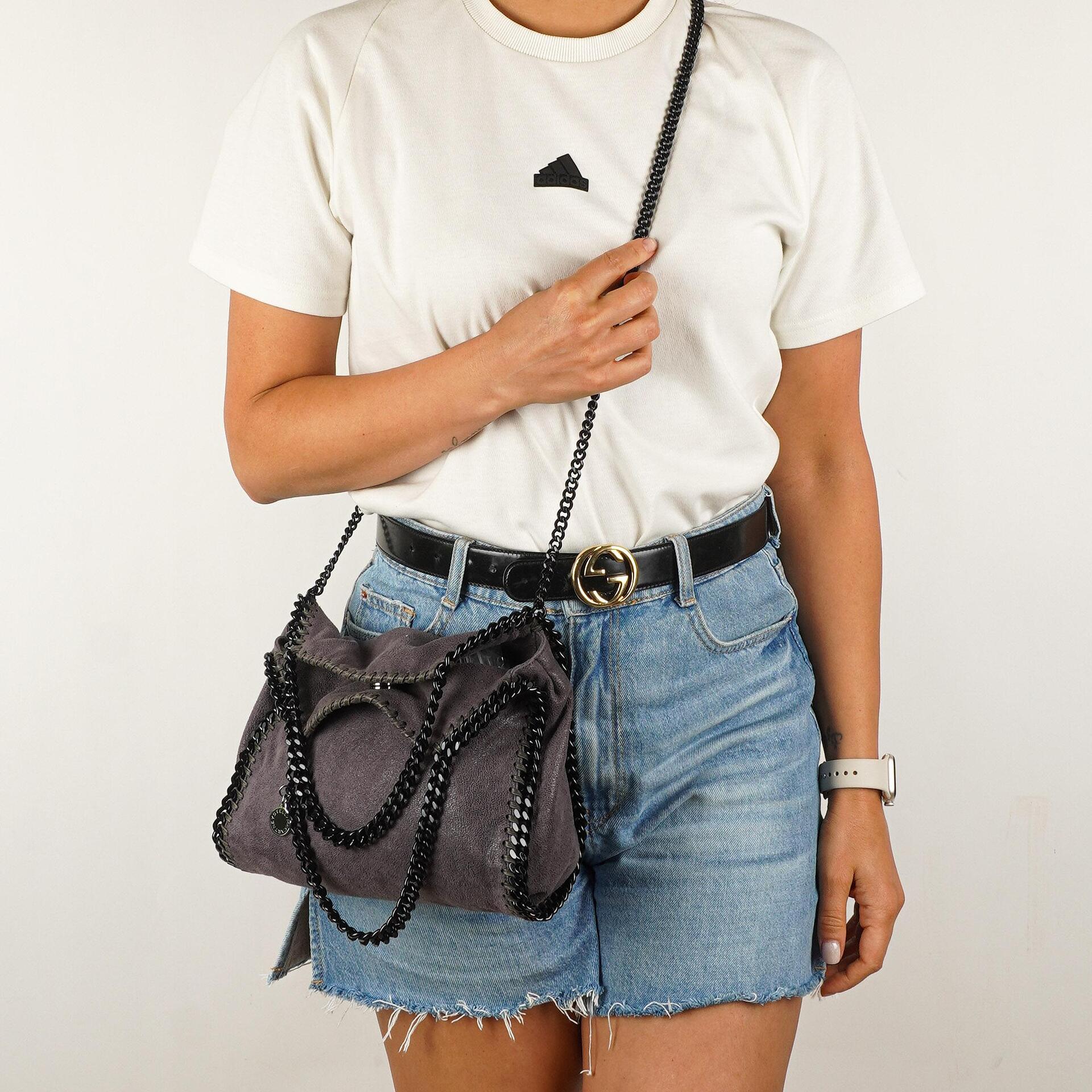 Stella McCartney Falabella Mini Tote Bark Vegan Shaggy Deer Klapptasche