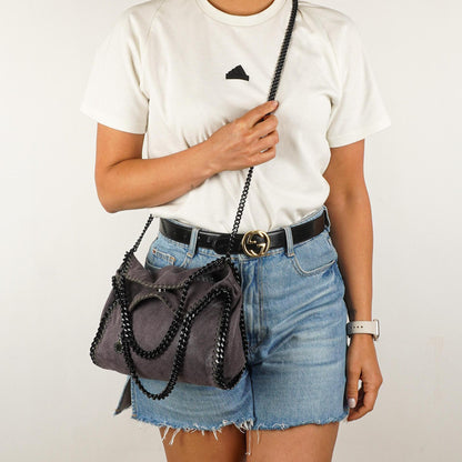 Stella McCartney Falabella Mini Tote Bark Vegan Shaggy Deer Klapptasche