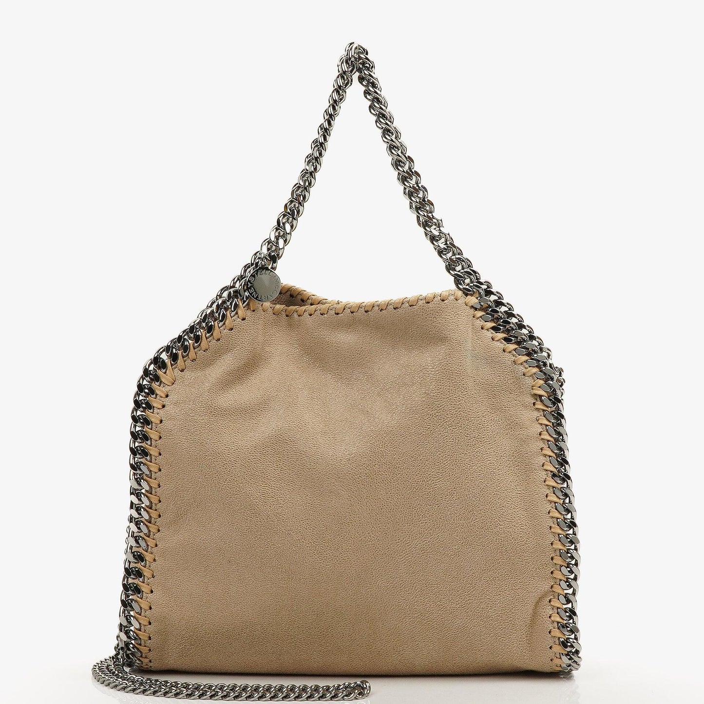 Stella McCartney Falabella Mini Tote Fold Over Bag Beigefarben Vegan Shaggy Deer