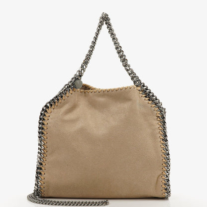 Stella McCartney Falabella Mini Tote Fold Over Bag Beigefarben Vegan Shaggy Deer