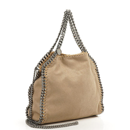 Stella McCartney Falabella Mini Tote Fold Over Bag Beigefarben Vegan Shaggy Deer