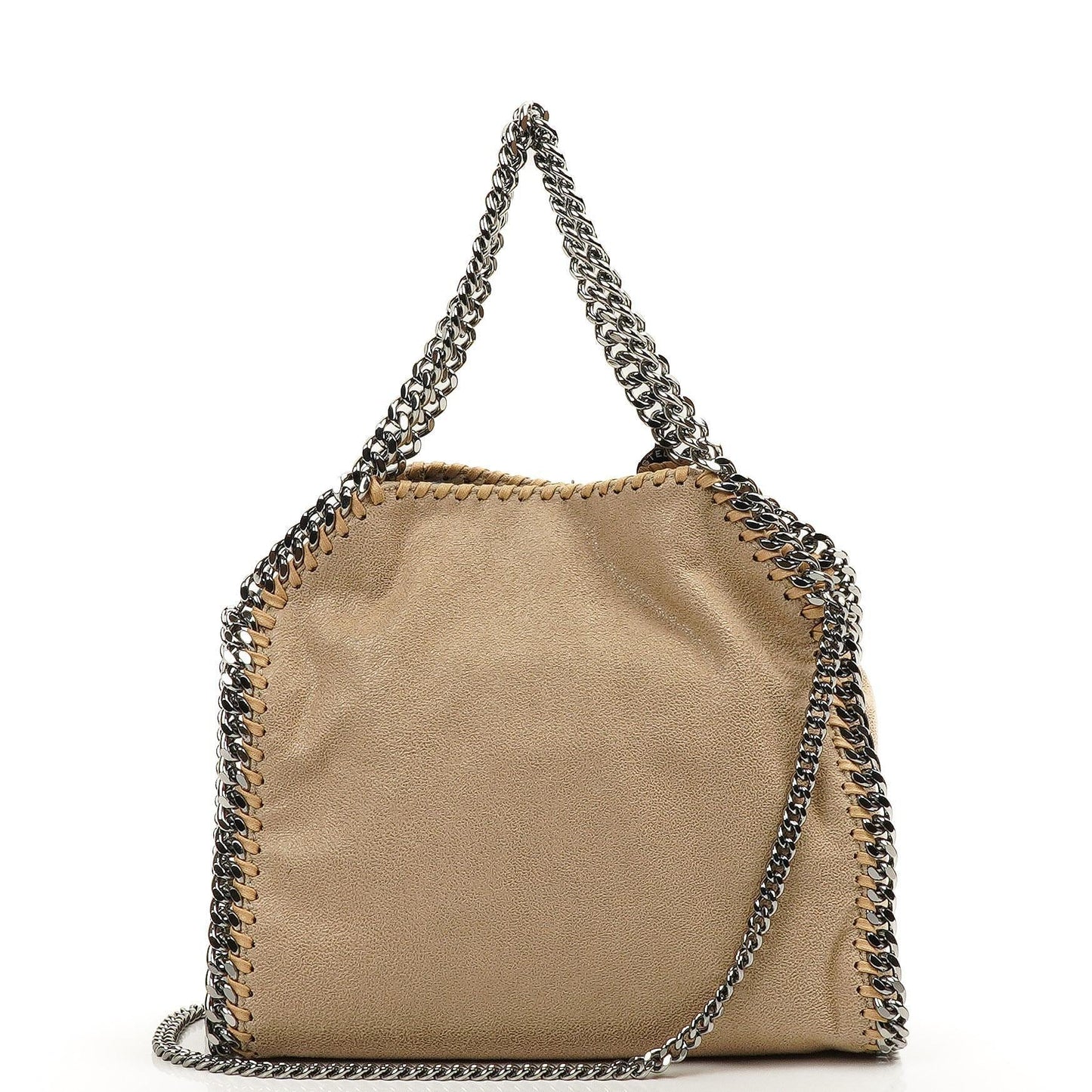 Stella McCartney Falabella Mini Tote Fold Over Bag Beigefarben Vegan Shaggy Deer
