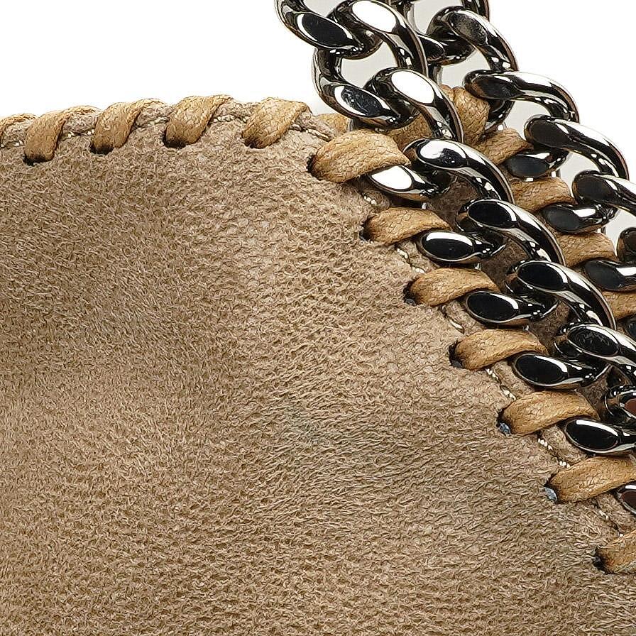 Stella McCartney Falabella Mini Tote Fold Over Bag Beigefarben Vegan Shaggy Deer