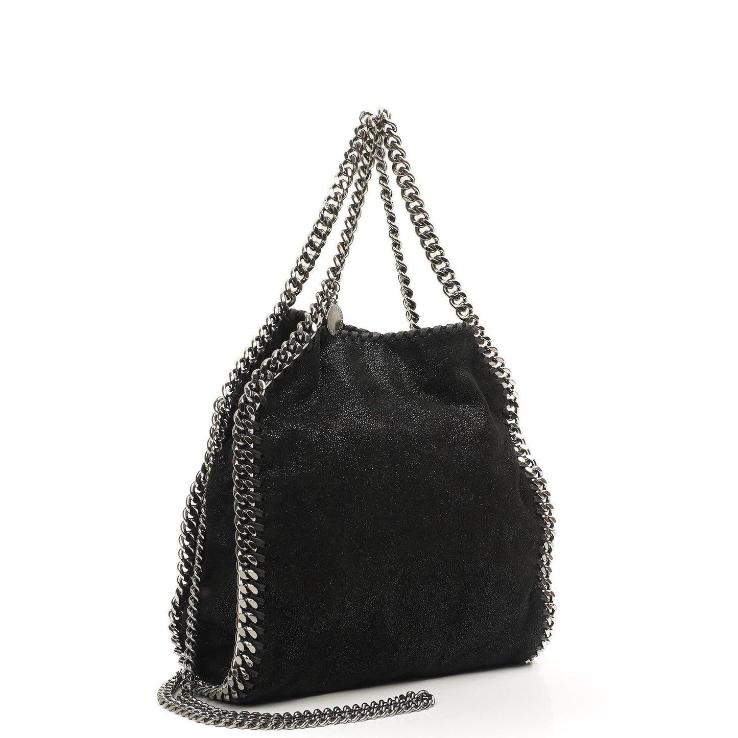 Stella McCartney Falabella Mini Tote Schwarz Vegan Shaggy Deer Klappentasche