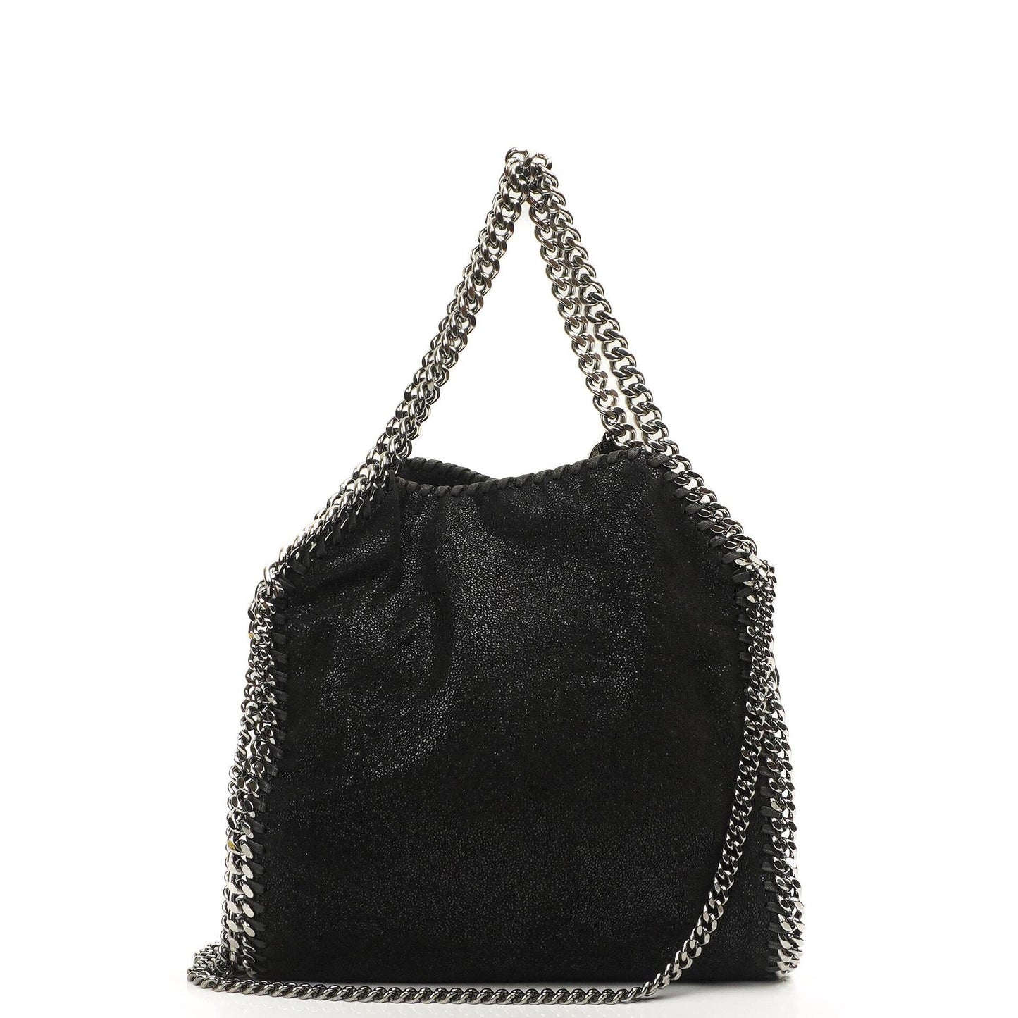 Stella McCartney Falabella Mini Tote Schwarz Vegan Shaggy Deer Klappentasche