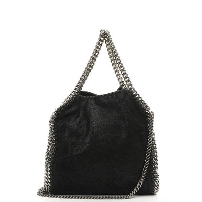 Stella McCartney Falabella Mini Tote Schwarz Vegan Shaggy Deer Klappentasche