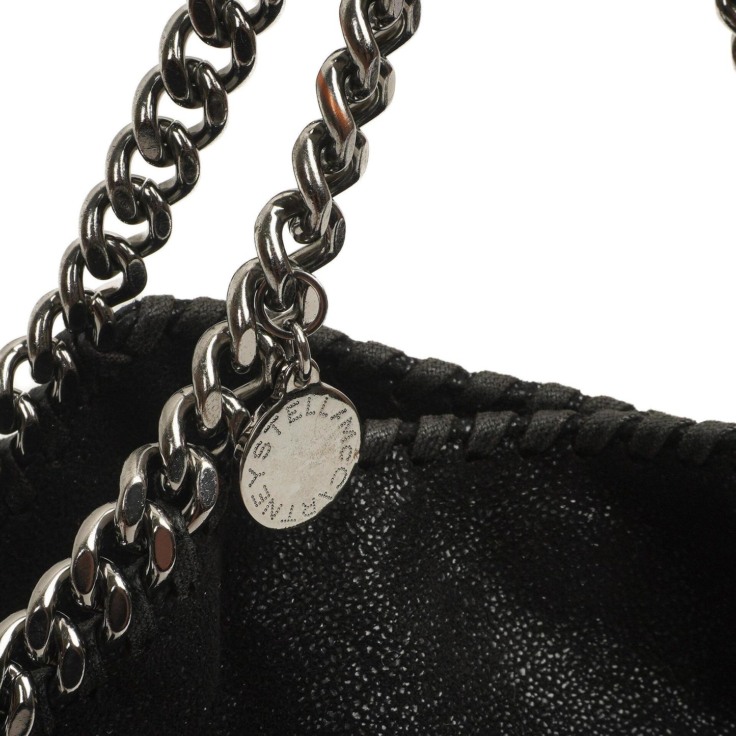 Stella McCartney Falabella Mini Tote Schwarz Vegan Shaggy Deer Klappentasche