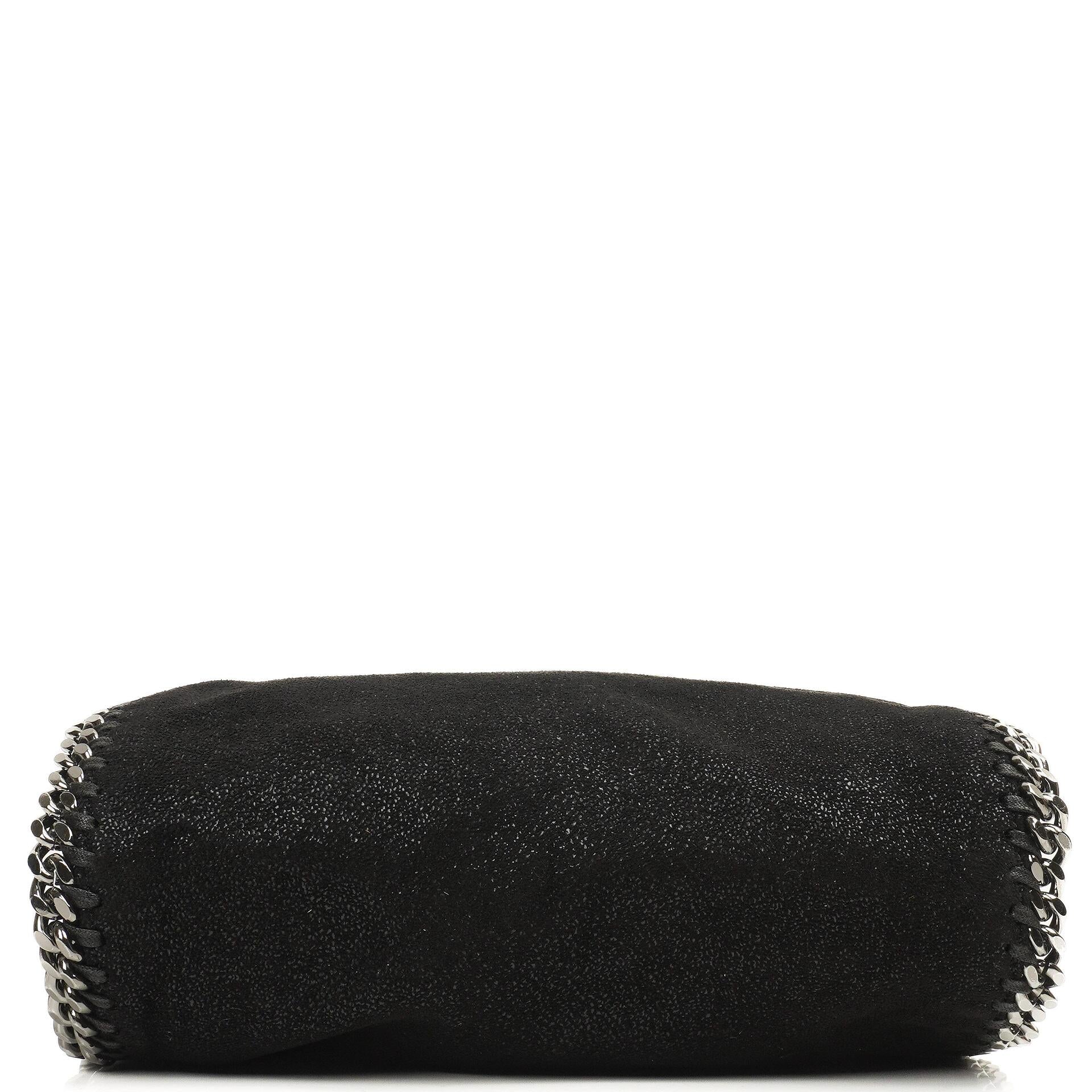 Stella McCartney Falabella Mini Tote Schwarz Vegan Shaggy Deer Klappentasche