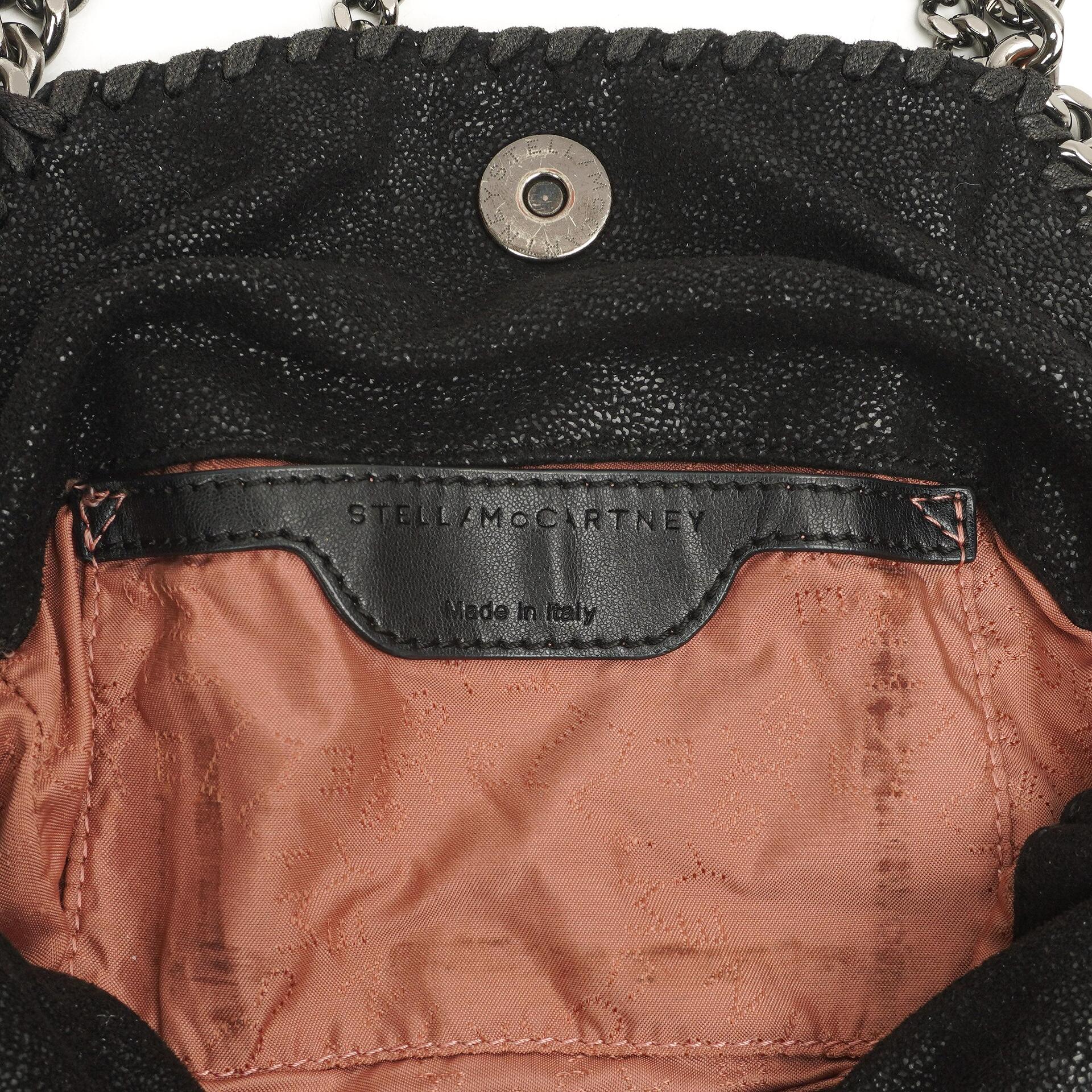 Stella McCartney Falabella Mini Tote Schwarz Vegan Shaggy Deer Klappentasche