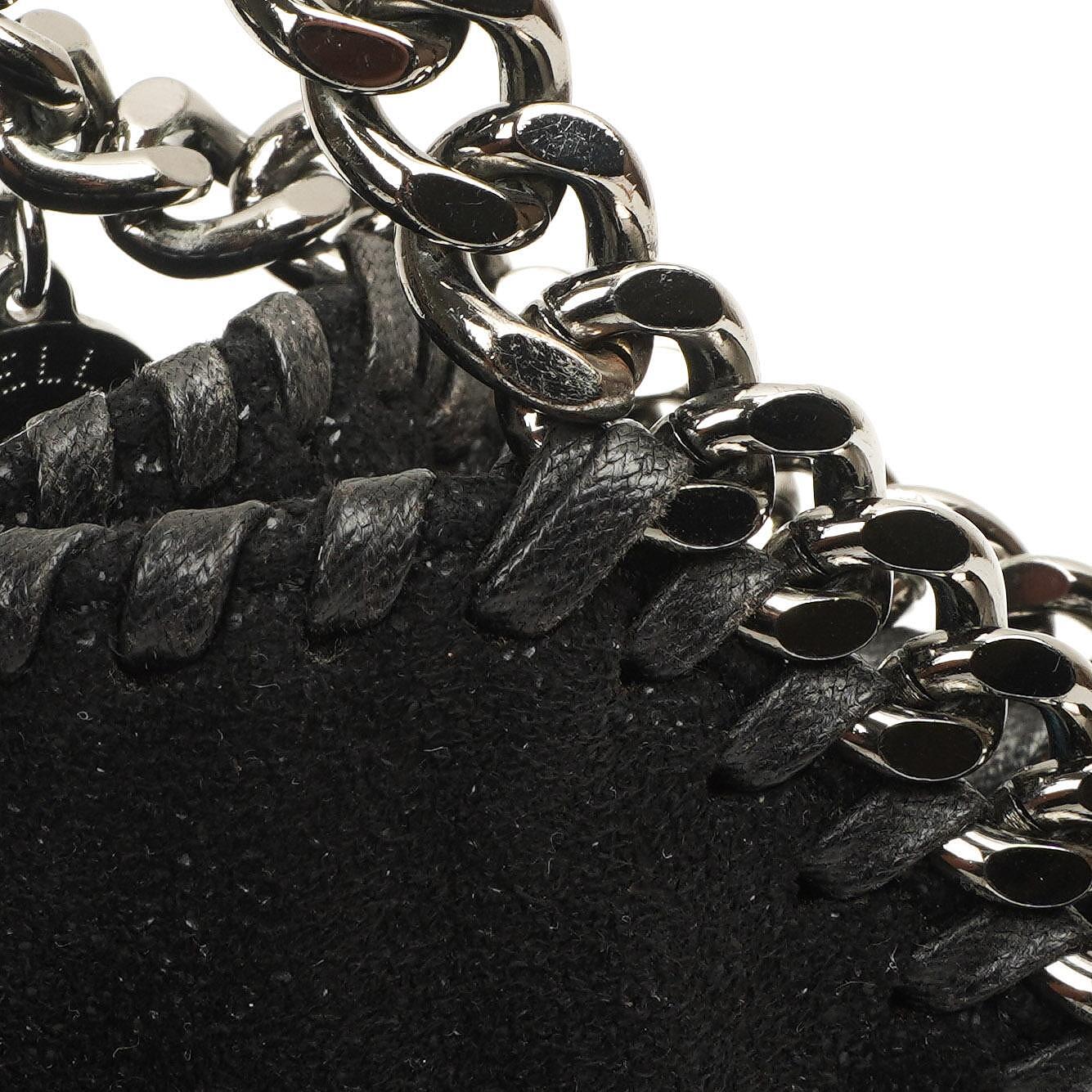 Stella McCartney Falabella Mini Tote Schwarz Vegan Shaggy Deer Klapptasche