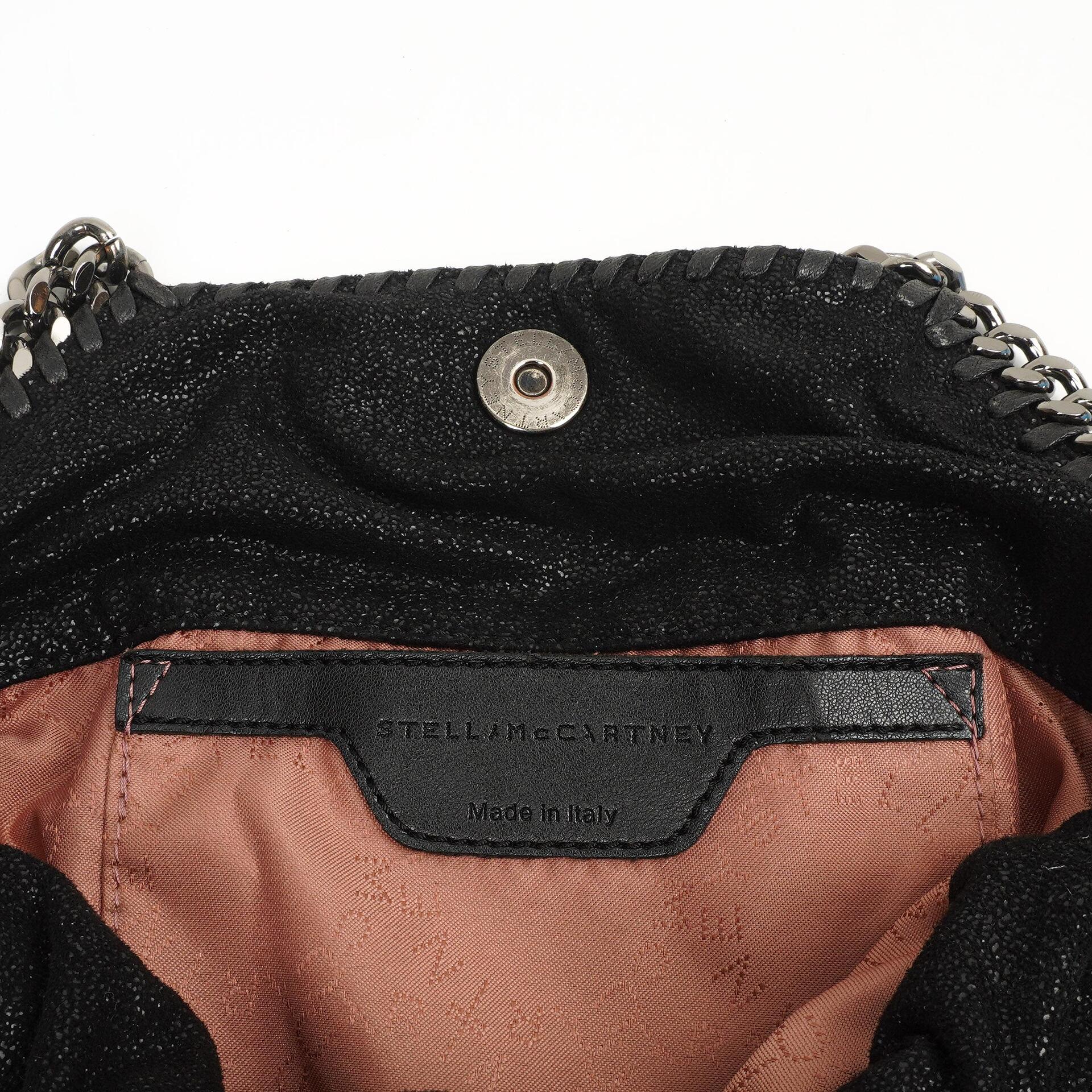 Stella McCartney Falabella Mini Tote Schwarz Vegan Shaggy Deer Klapptasche