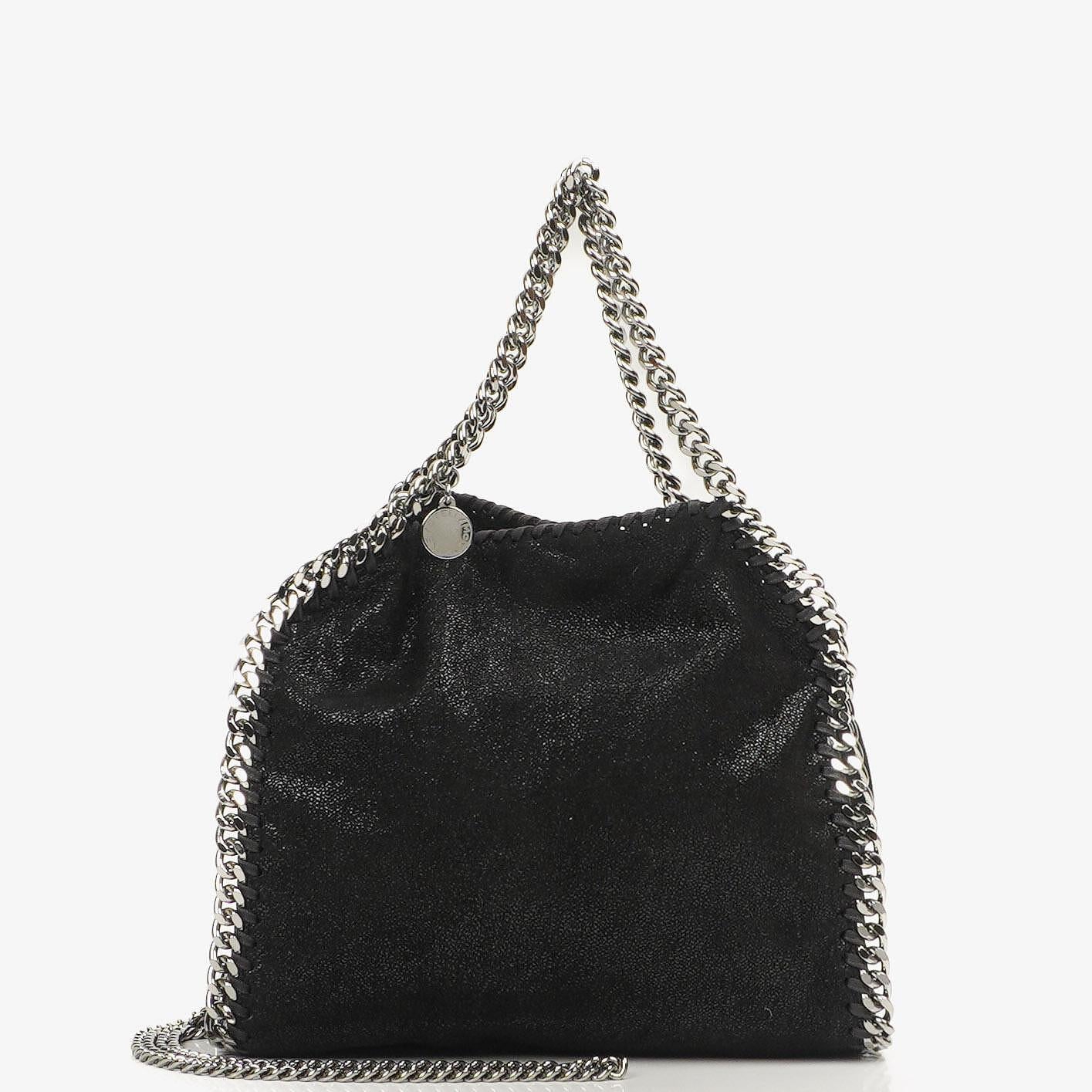 Stella McCartney Falabella Mini Tote Schwarz Vegan Shaggy Deer Klapptasche