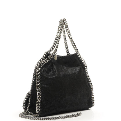 Stella McCartney Falabella Mini Tote Schwarz Vegan Shaggy Deer Klapptasche
