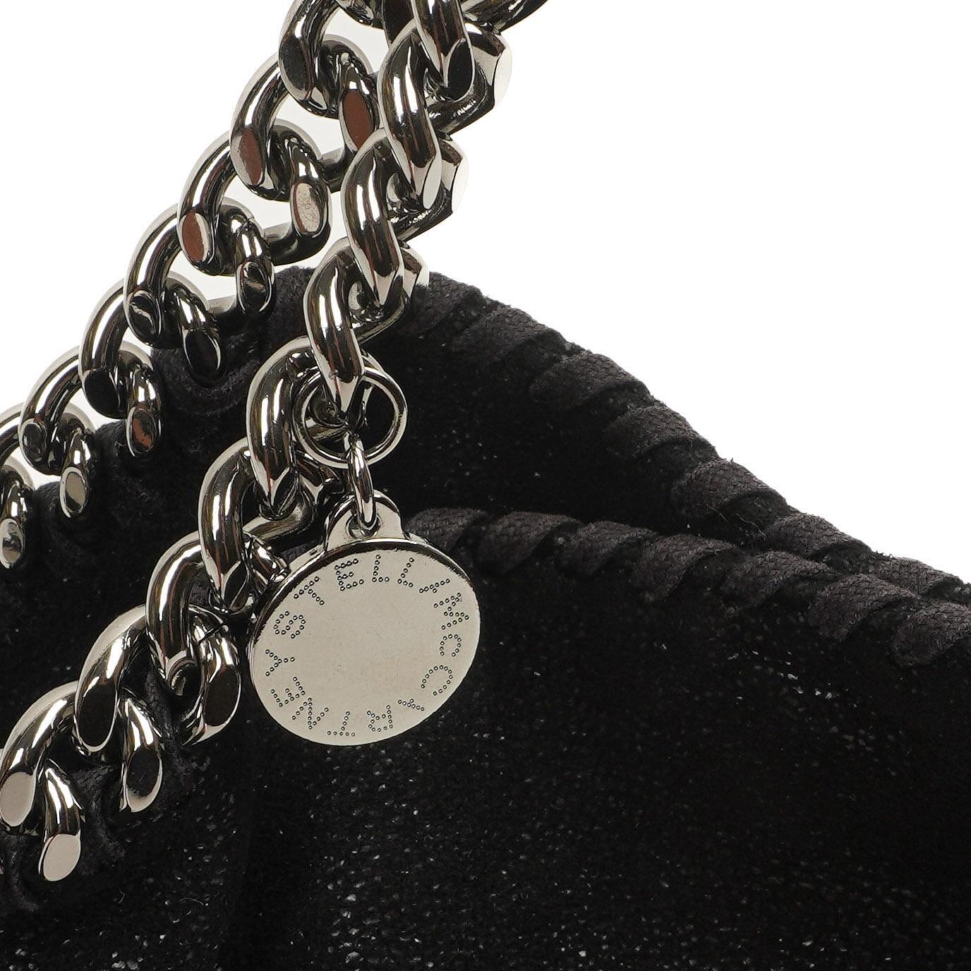 Stella McCartney Falabella Mini Tote Schwarz Vegan Shaggy Deer Klapptasche