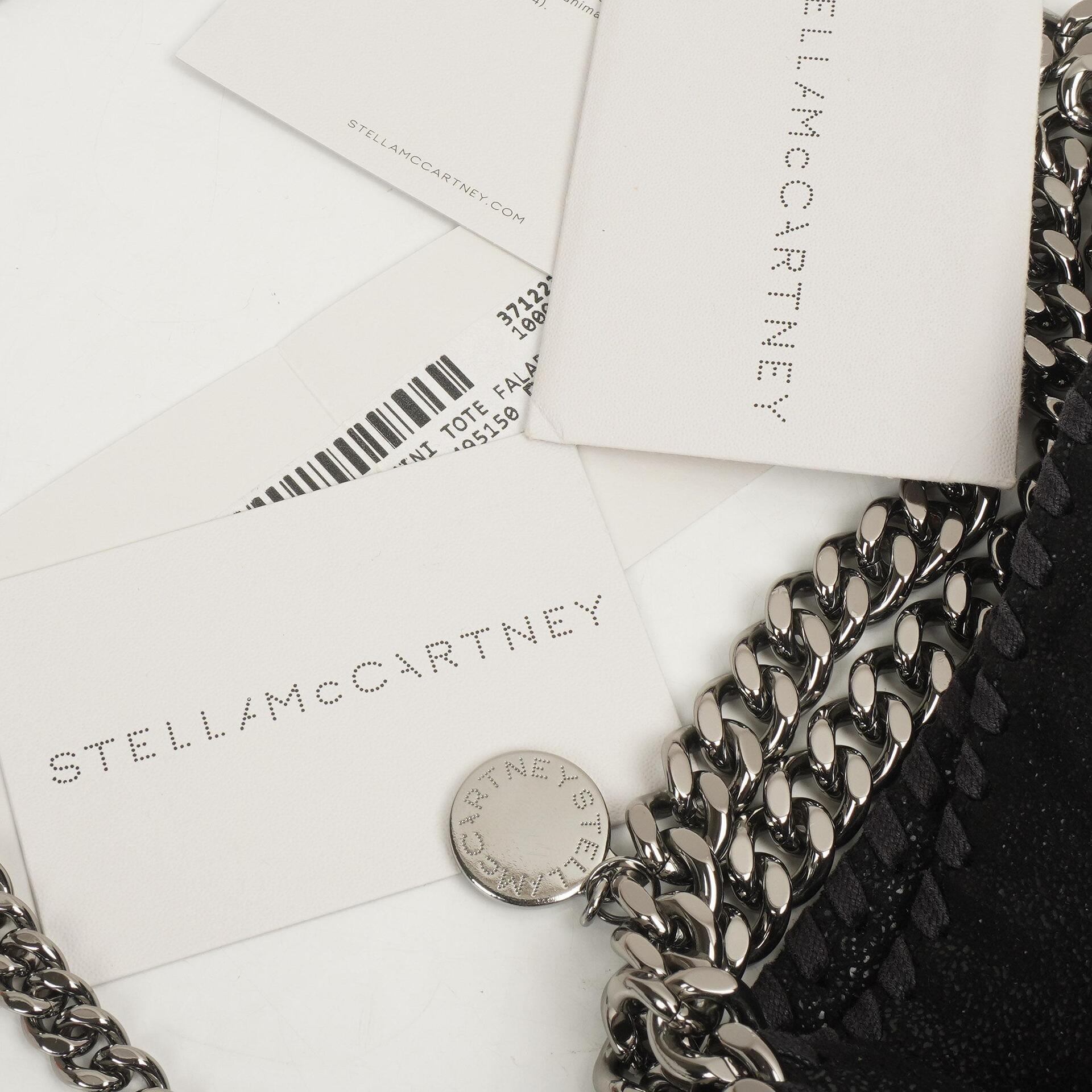 Stella McCartney Falabella Mini Tote Schwarz Vegan Shaggy Deer Klapptasche