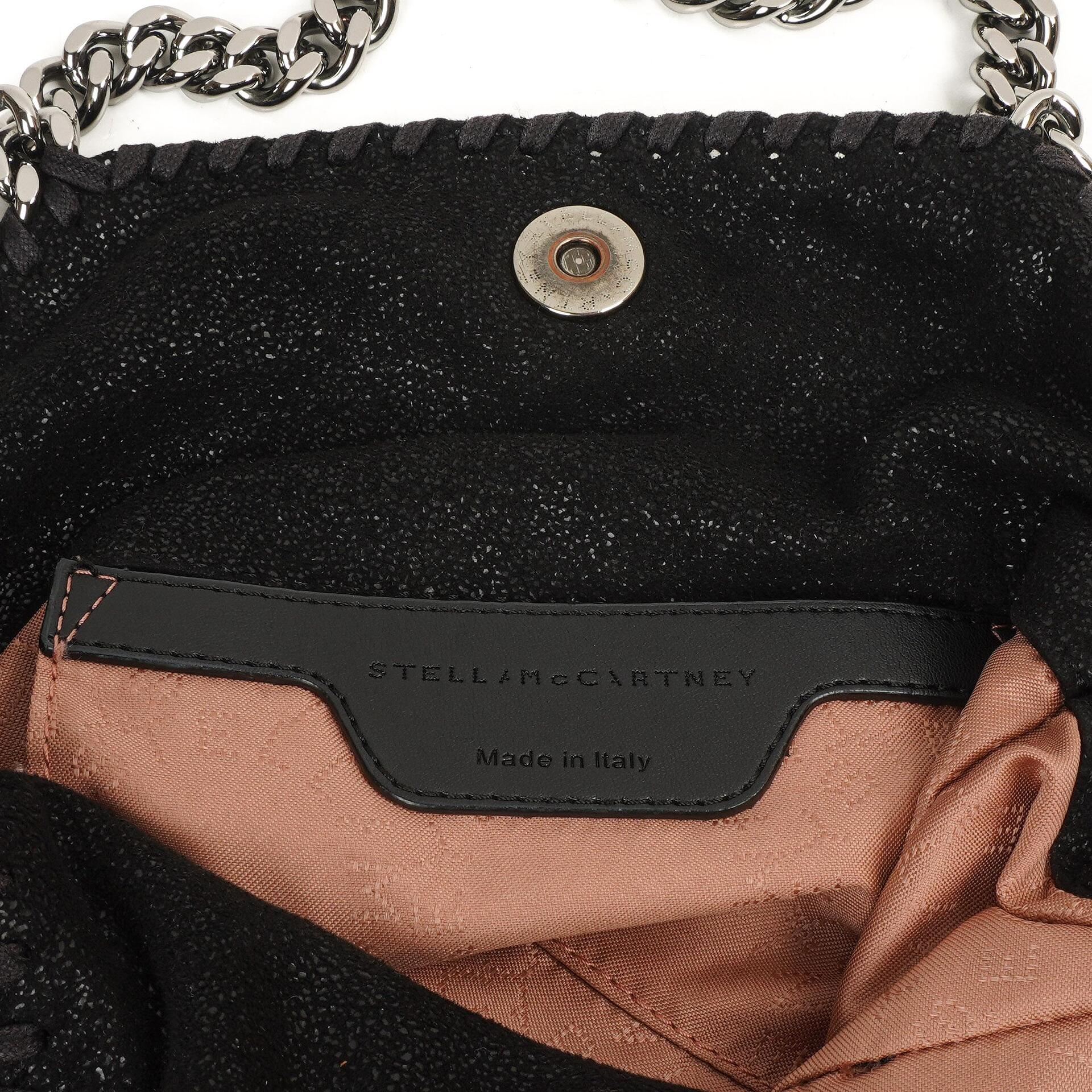 Stella McCartney Falabella Mini Tote Schwarz Vegan Shaggy Deer Klapptasche