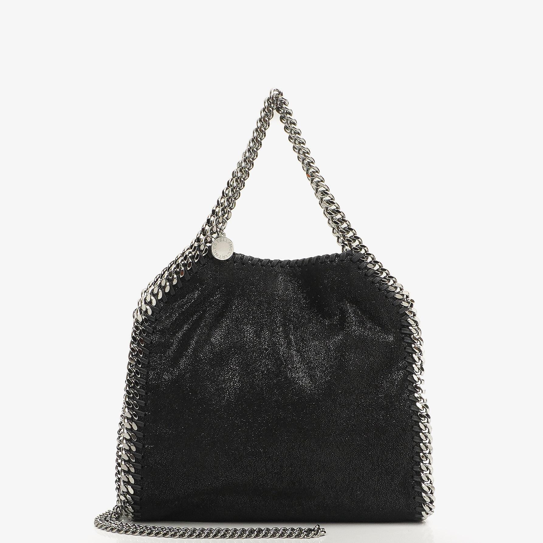 Stella McCartney Falabella Mini Tote Schwarz Vegan Shaggy Deer Klappentasche