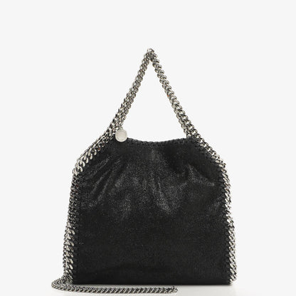 Stella McCartney Falabella Mini Tote Schwarz Vegan Shaggy Deer Klappentasche
