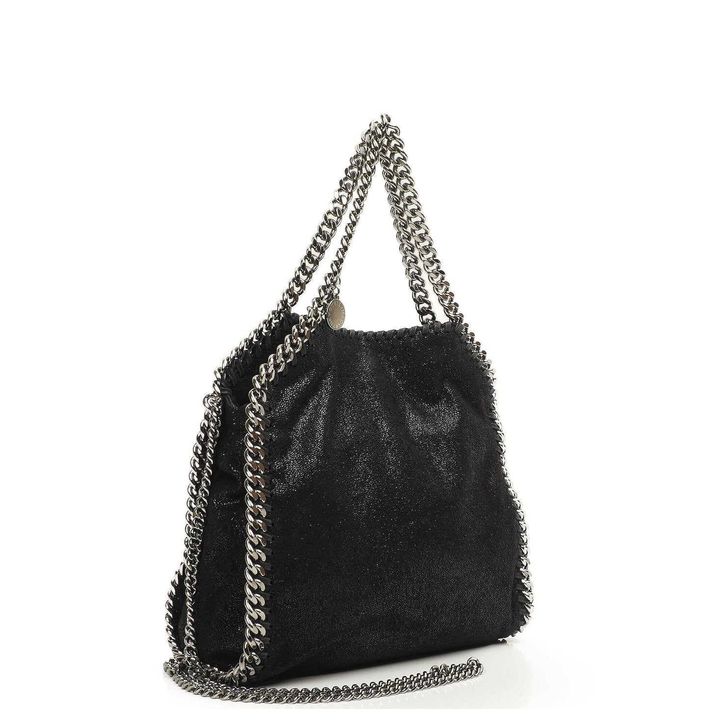 Stella McCartney Falabella Mini Tote Schwarz Vegan Shaggy Deer Klappentasche