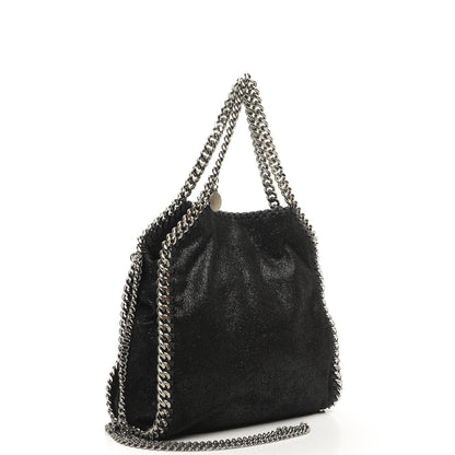 Stella McCartney Falabella Mini Tote Schwarz Vegan Shaggy Deer Klappentasche